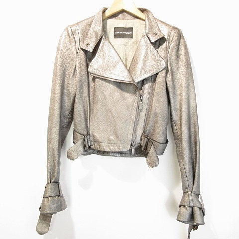 エンポリオアルマーニ EMPORIO ARMANI 黒タグ メタリック レザー 