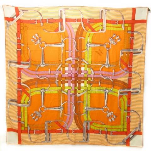 エルメス HERMES 美品 ショール カレ 140 Mors a Jouets Chemise 