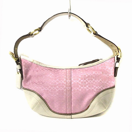美品 コーチ ショルダーバッグ ワンショルダー キャンバス 1455 ピンク コーチ COACH ショルダーバッグ ミニ シグネチャー ワンショル