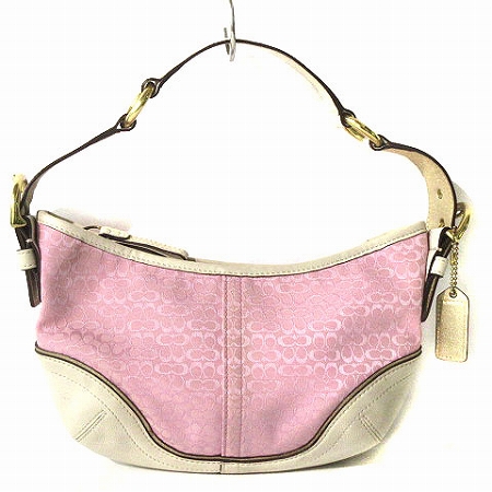 希少　COACH　ミニシグネチャー　ハンドバッグ　ワンショルダー　ピンク　レザー コーチ COACH ショルダーバッグ ミニ シグネチャー ワンショル