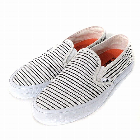 バンズ Vans スリッポン シューズ スニーカー ライン柄 白 ホワイト 黒 ブラック 23 5cm 靴 Sm0 レディース 0 ベクトルパーク