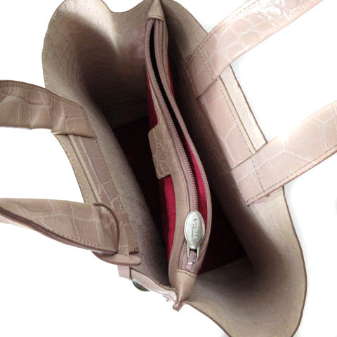 FURLA ピンクベージュクロコダイル型押し ハンドバッグ 51BQzhUQQ0L._AC_UY900_.jpg