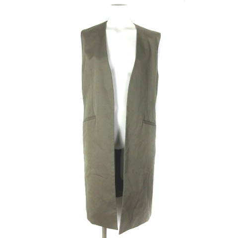 ミラオーウェン Mila Owen 21ss ノーカラー バックタック ベスト ロング コットン リネン ブラウン 茶 09wfv Ibo25 レディース 0 ベクトルパーク