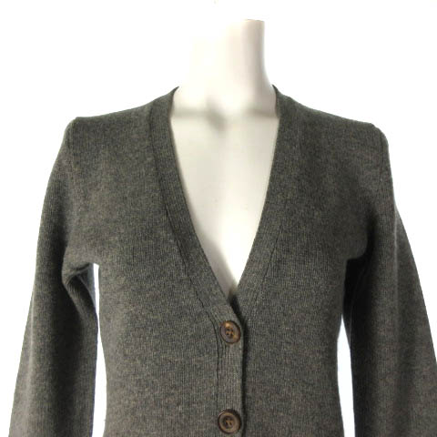 ラルフローレン RALPH LAUREN カーディガン ウール カシミヤ 長袖 ロング ベーシック チャコールグレー M レディース