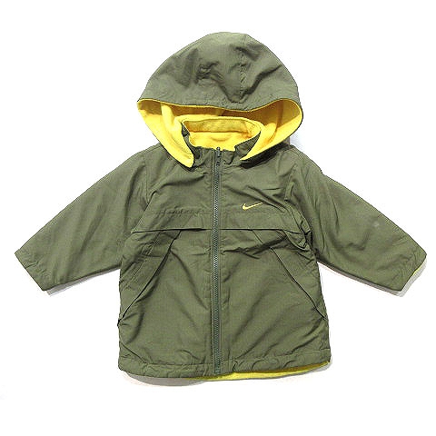 ナイキ Nike リバーシブル ジャケット ジャンパー フーディー ナイロン フリース ジップアップ フード付き ロゴ刺繍 子供服 男の子 カーキ 黄 イエロー 90 Sm0 キッズ 0 ベクトルパーク