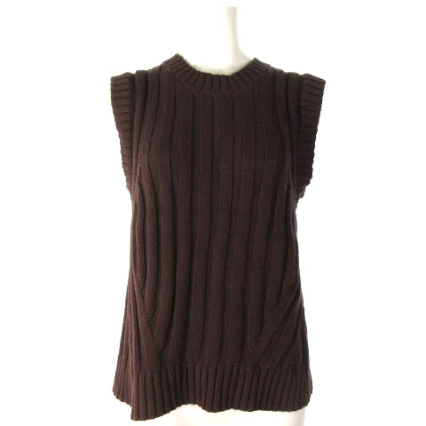 ザラ Zara ニット ベスト ノースリーブ ニット セーター プルオーバー クルーネック 畔 ブラウン 茶 M レディース 0 ベクトルパーク