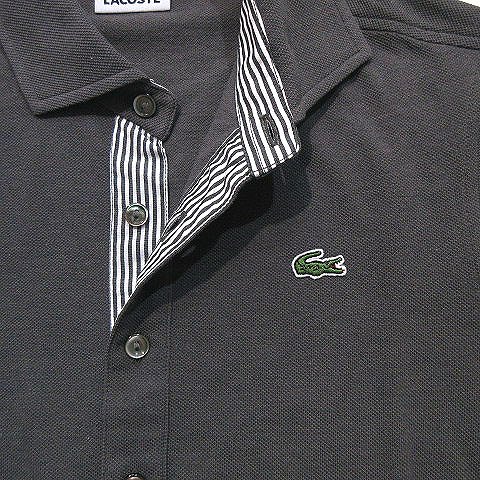 新品未使用‼️未開封品‼️タグ付き‼️LACOSTE✨ラコステ✨ポロシャツ✨ブラック✨ 新品未使用☆ラコステ☆バイカラーポロシャツブラック黒襟白L