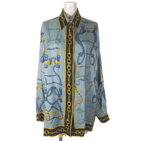 グッチ GUCCI ヴィンテージ ホースビット柄 シルク100％ シャツ 