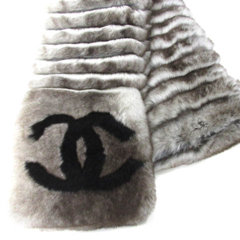 シャネル CHANEL オリラグ100％ ラビットファー ココマーク マフラー 