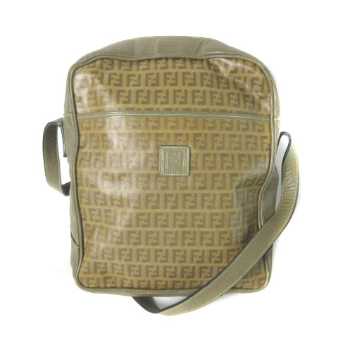 フェンディ FENDI ズッキーノ ショルダーバッグ PVC レザー ブラウン  