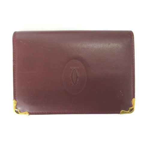 カルティエ Cartier カードケース 名刺入れ マスト レザー 二つ折り  