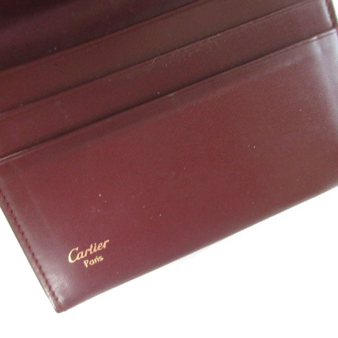 Cartier バーガンディ レザー 名刺入れ Cartier バーガンディ レザー 名刺入れ カルティエ Cartier 本革レザー