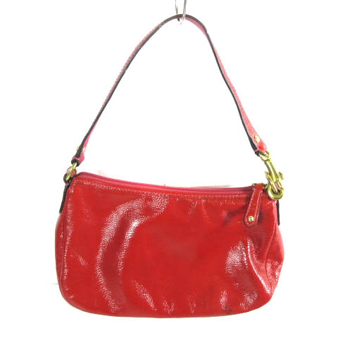 コーチ COACH 43374 ミニ ショルダーバッグ ハンドバッグ エナメル 赤 