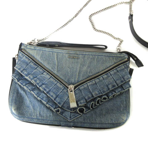 ディーゼル DIESEL チェーン ショルダーバッグ クラッチバッグ デニム 
