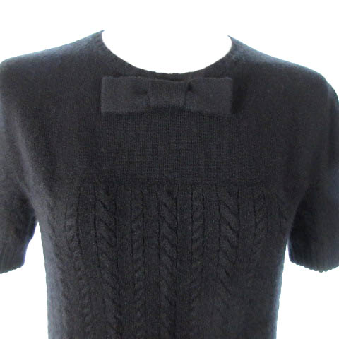 シャネル CHANEL P46 ニット セーター 半袖 リボン ケーブル カシミヤ 