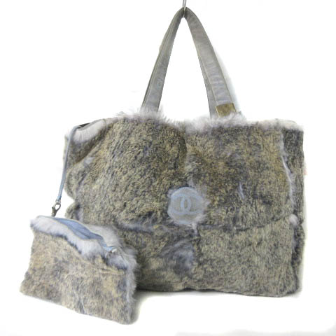 シャネル CHANEL トートバッグ ハンドバッグ ラビットファー ココ 