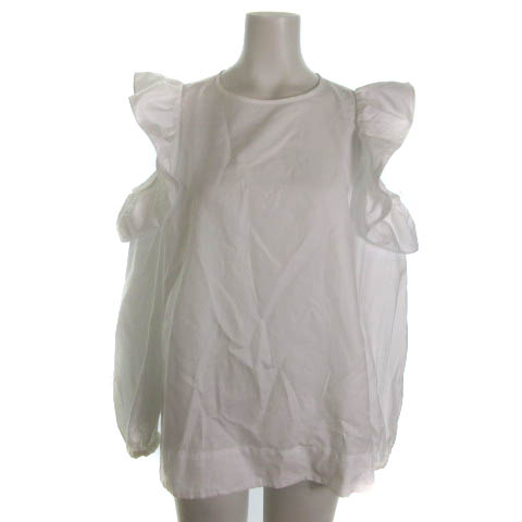 カオン Kaon カットソー オープンショルダー フリル 長袖 白 ホワイト  