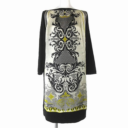 パオラフラーニ PAOLA FRANI ワンピース 総柄 シルク100％ ひざ丈 七分  