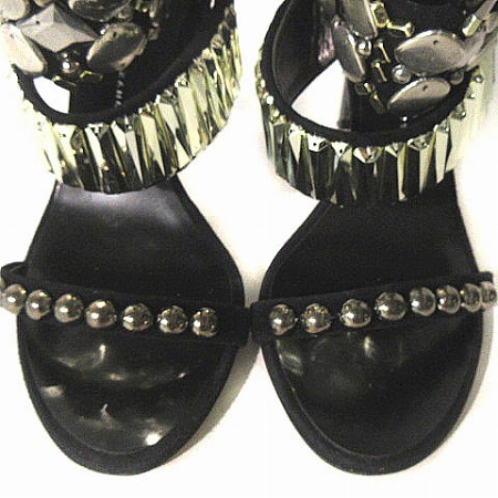 ジュゼッペザノッティ ビジュー付きブラックサンダル 37/23.5 Giuseppe