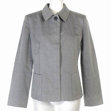 ウンガロ UNGARO ジャケット テーラード 比翼 コットン 総裏 グレー 9 
