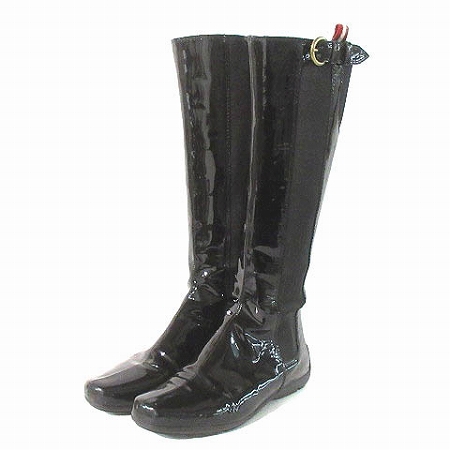 バリー BALLY ロングブーツ ジョッキー サイドゴア エナメル TUSCANIA 