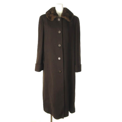 レリアン Leilian ロングコート カシミヤ100 ミンクファー 2WAY 