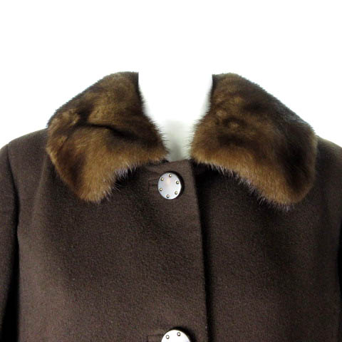 レリアン Leilian ロングコート カシミヤ100 ミンクファー 2WAY 