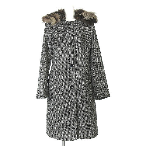 パオラフラーニ PAOLA FRANI ロングコート ノーカラー リアルファー 