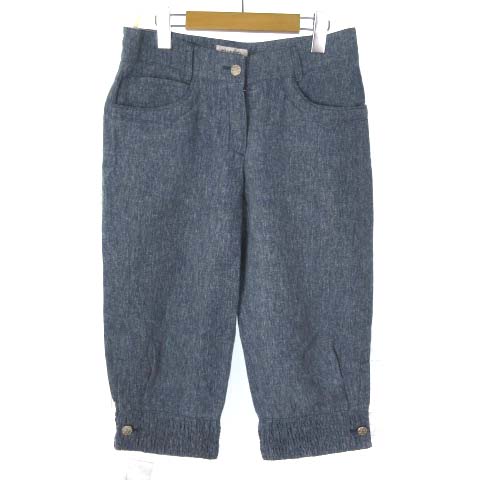 シャネル CHANEL 美品 P45186V33172 麻 リネン ハーフパンツ ココ  