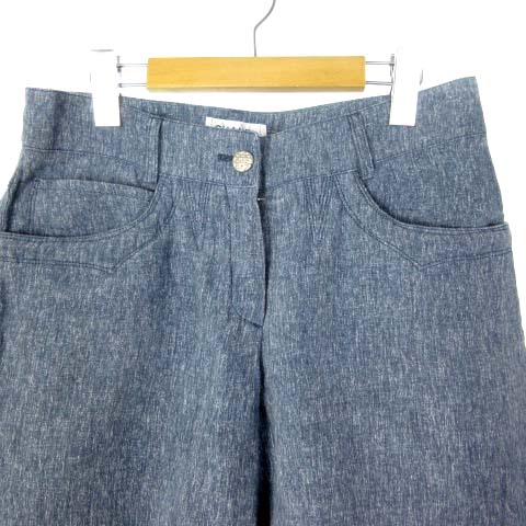 シャネル CHANEL 美品 P45186V33172 麻 リネン ハーフパンツ ココ  