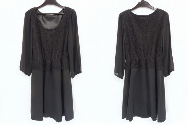 リュリュ Ryuryu ベルーナ セレモニースーツ 3点セット ジャケット ワンピース スカート 9ar 黒 ブラック ポリエステル レース装飾 長袖 1ボタン ひざ丈 サイドファスナー 卒園式 卒業式 フォーマル レディース 086 ベクトルパーク