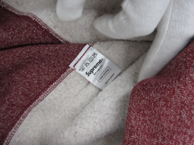 シュプリーム SUPREME フルロゴ 霜降り プルオーバーパーカー えんじ色  