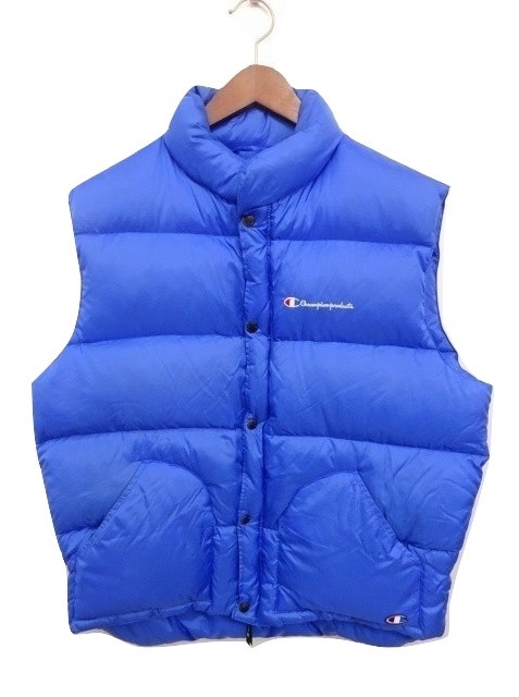 チャンピオン CHAMPION WARM JAC ダウンベスト 青 ブルー ジップ+ 