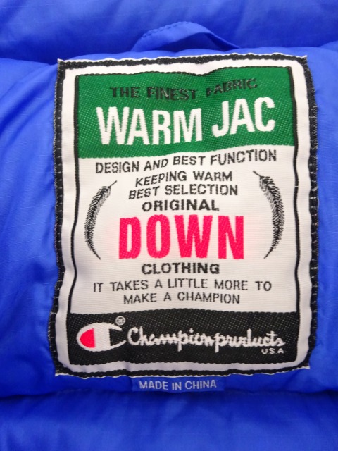 チャンピオン CHAMPION WARM JAC ダウンベスト 青 ブルー ジップ+ 