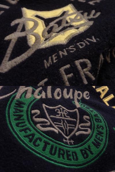 メンズバツ MEN'S BA*TSU ロゴ刺繍スタジアムジャンパー スタジャン 紺