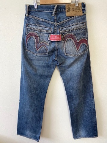 エヴィス EVISU デニムパンツ 30×34 ライトブルー 青 綿100% ボタン