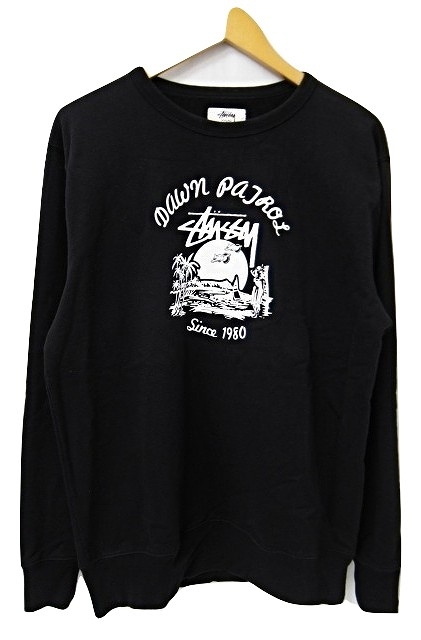 ステューシー STUSSY SQUAD スウェット 黒 ブラック L プリント ロゴ 
