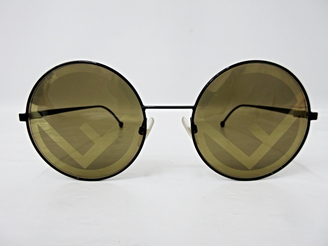 フェンディ FENDI FF0343/S 807EB ラウンド型 Fロゴレンズ サングラス ブラウン系レンズ ブラックフレーム ☆AA★ メンズ レディース