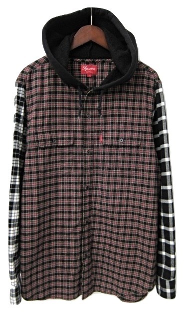 Supreme フード付きチェックシャツ L