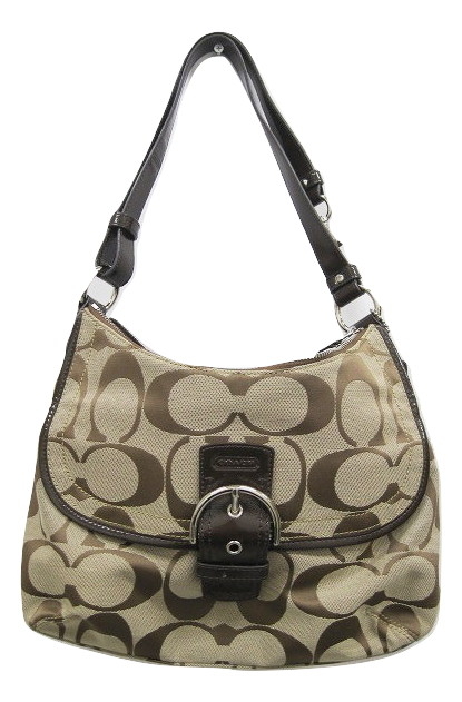 コーチ COACH シグネチャー ショルダーバッグ ブラウン系×ベージュ 