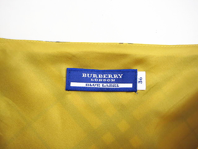 BURBERRY ブルーレーベル チェック柄 ロングスカート 36 イエロー 美品❣️ BURBERRYバーバリーブルーレーベル ノバチェック