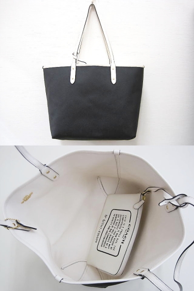 COACH コーチ リバーシブル ネイビー & ホワイトトートバッグ