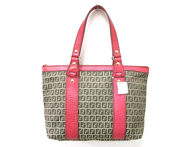 フェンディ FENDI ズッキーノ トートバッグ ブラウン ピンク 8BH179 