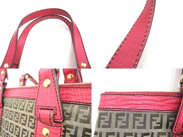 フェンディ FENDI ズッキーノ トートバッグ ブラウン ピンク 8BH179 