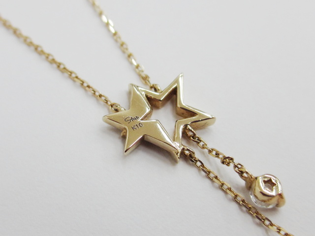 スタージュエリー STAR JEWELRY K10 星型 ネックレス 石付 イエロー 