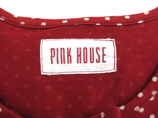 ピンクハウス PINK HOUSE 半袖 ワンピース レッド系 ロング丈 ドット柄