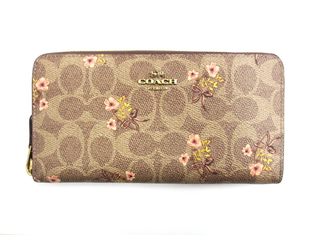 コーチ COACH シグネチャー フローラルプリント ラウンドファスナー長 