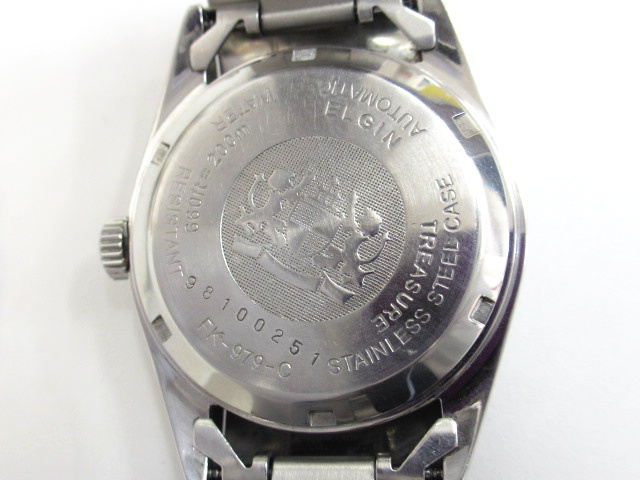 エルジン ELGIN 自動巻き 腕時計 黒文字盤 FK-979-C メンズウォッチ