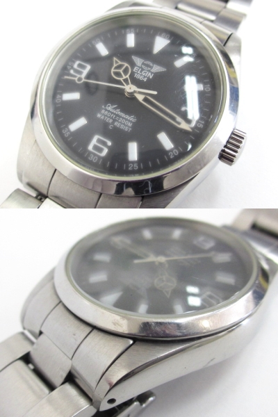 エルジン ELGIN 自動巻き 腕時計 黒文字盤 FK-979-C メンズウォッチ