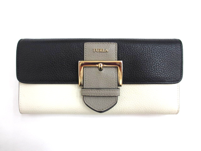 【美品】FURLA フルラ 財布 レザー ベルト 二つ折り 長財布